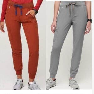 FIGS Bundle Zamora Jogger Scrub Pants - Rust & Graphite Gray